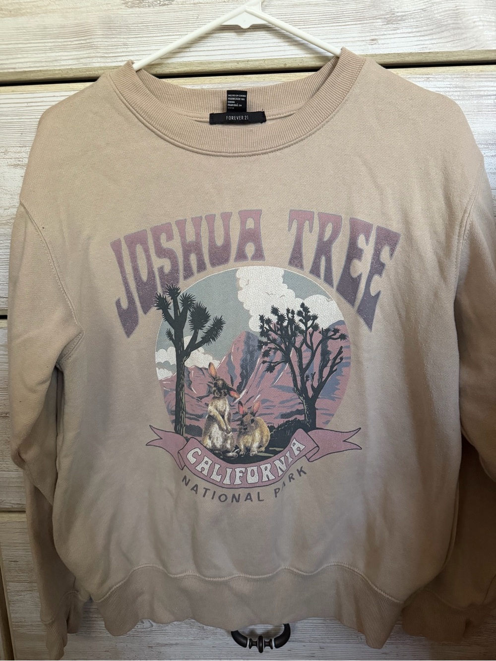 Forever 21 Taupe Joshua Tree Graphic Crewneck Sweater